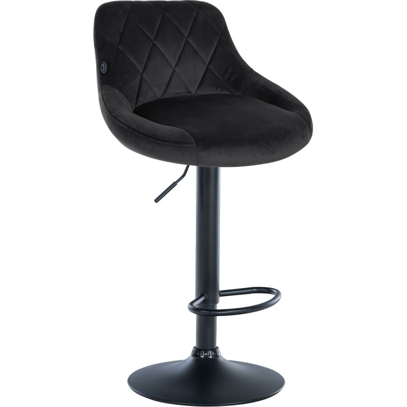 Tabouret de bar Lazio velours noir noir