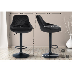 Tabouret de bar Lazio velours noir noir
