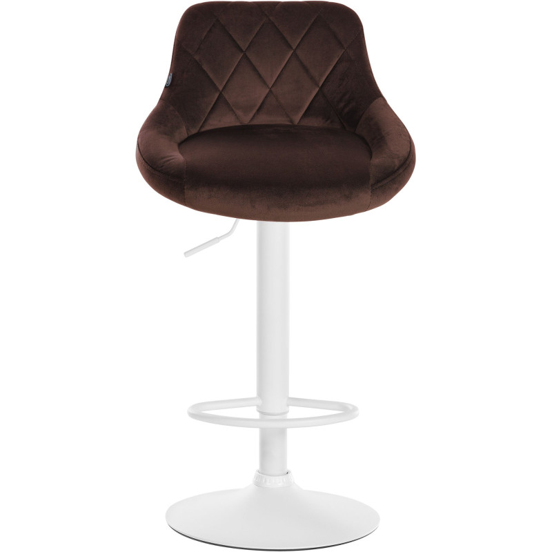 Tabouret de bar Lazio velours blanc marron