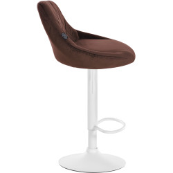 Tabouret de bar Lazio velours blanc marron