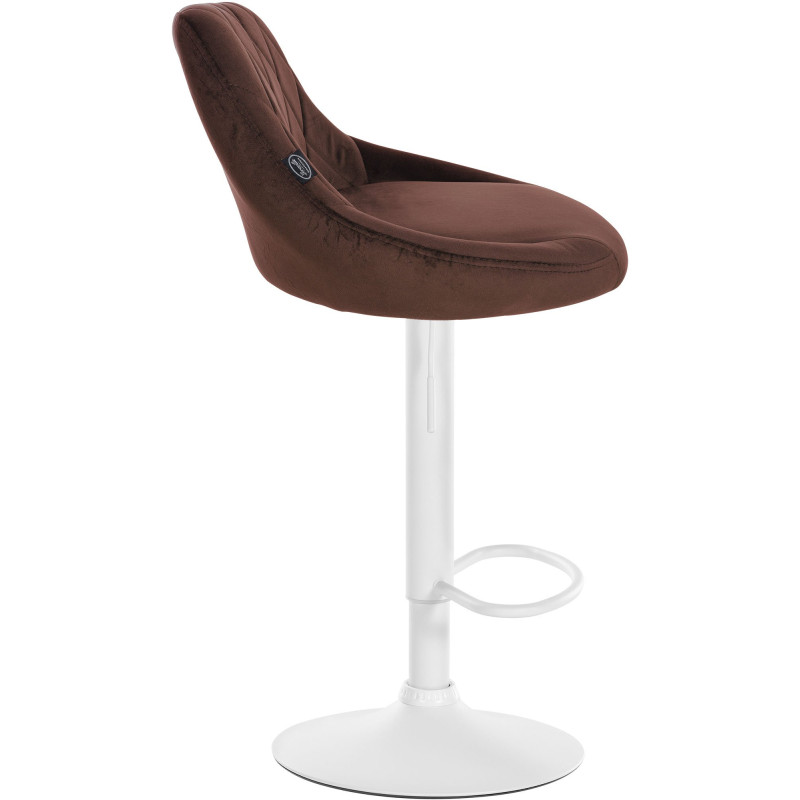 Tabouret de bar Lazio velours blanc marron