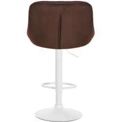 Tabouret de bar Lazio velours blanc marron