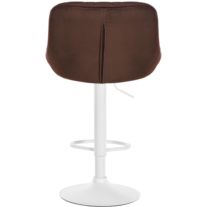 Tabouret de bar Lazio velours blanc marron