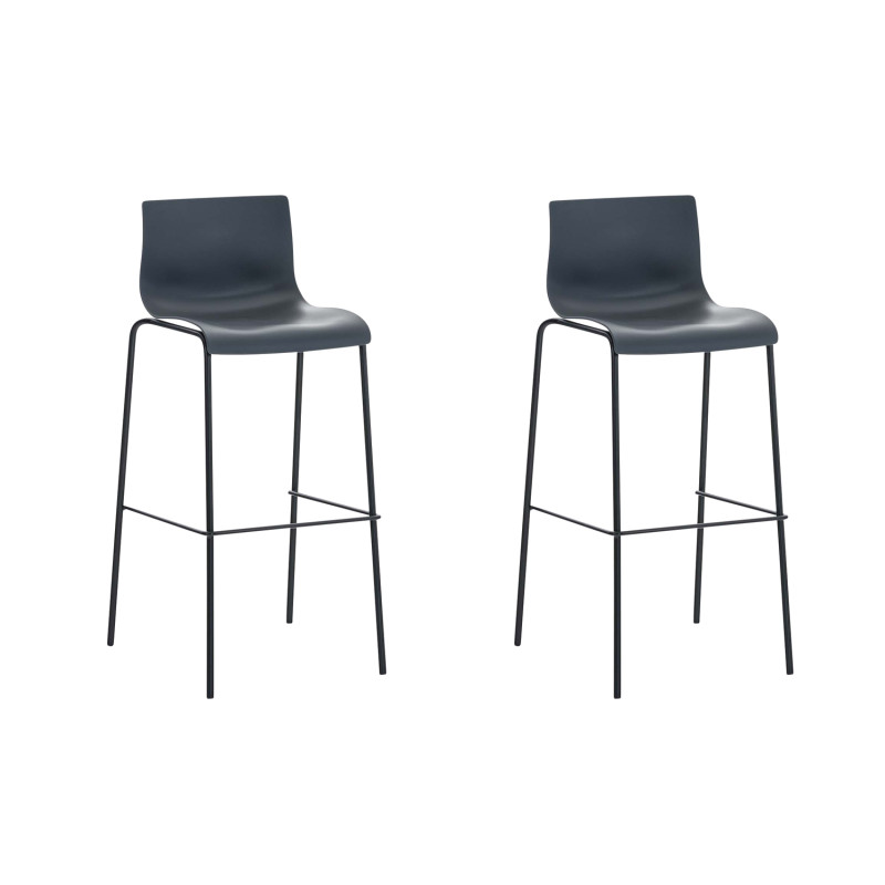 Lot de 2 tabourets de bar en plastique Hoover avec cadre à 4 pieds gris