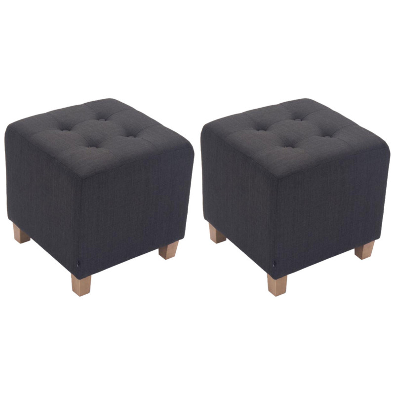 Lot de 2 tabourets Pharaon, gris clair foncé antique