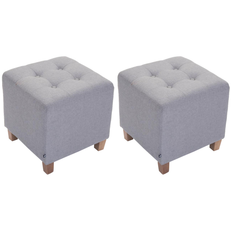 Lot de 2 tabourets Pharaon, gris clair antique