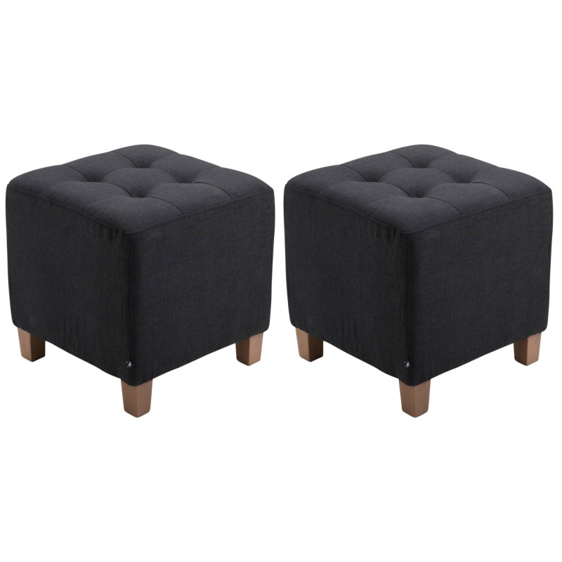 Lot de 2 tabourets Pharaon, noir clair antique