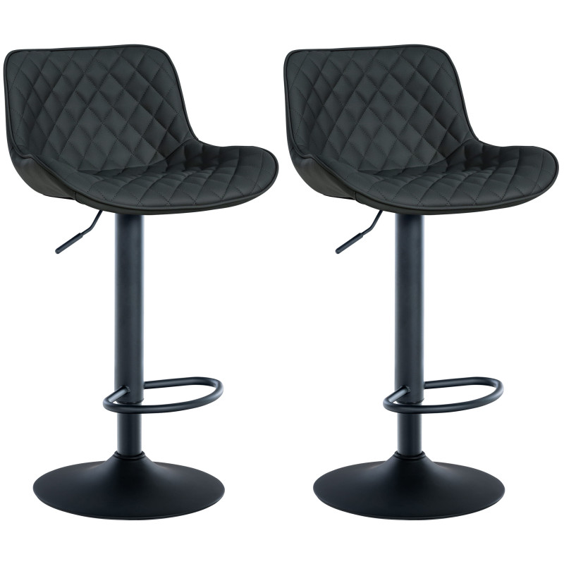 Lot de 2 tabourets de bar Minosa simili cuir noir