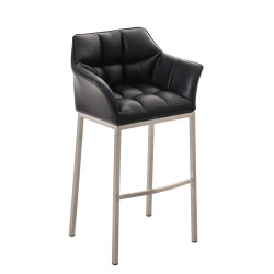 Tabouret de bar Damaso E avec piètement à 4 pieds noir