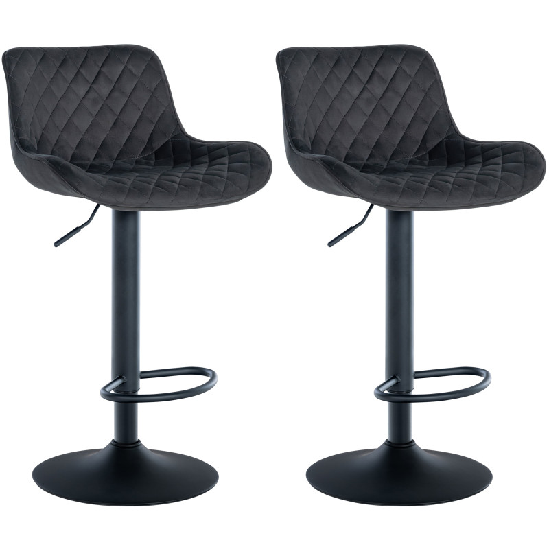 Lot de 2 tabourets de bar Minosa velours noir