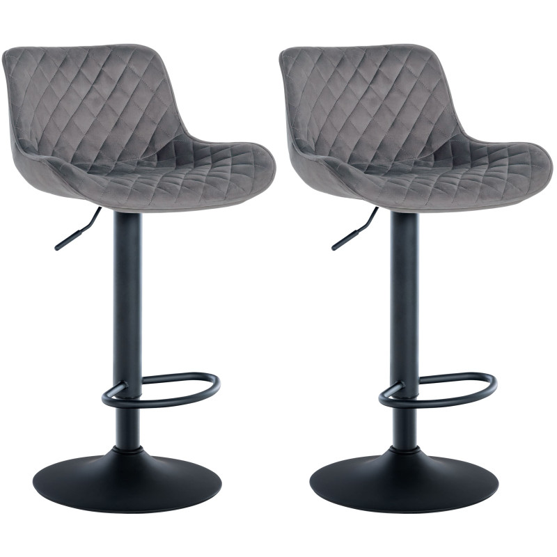 Lot de 2 tabourets de bar Minosa velours gris foncé