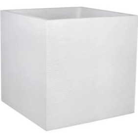 EDA PLASTIQUE Bac a fleurs carrÈ Graphit - 57 L - 49,5 x 49,5 x 49,5 cm - Blanc cÈrusÈ