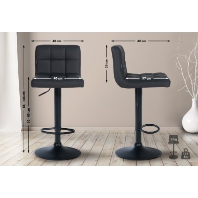 Tabouret de bar Feni simili cuir noir