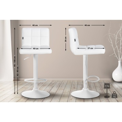 Tabouret de bar Feni simili cuir blanc