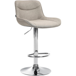 Tabouret de bar Vonore tissu chrome taupe