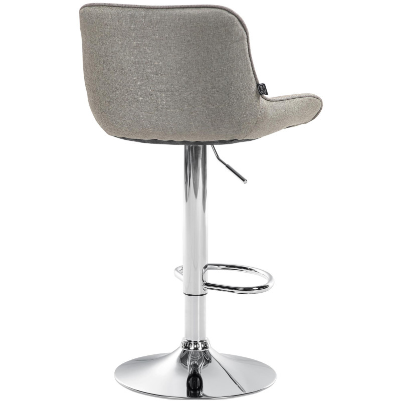Tabouret de bar Vonore tissu chrome taupe