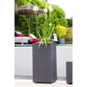 EDA Pot de fleurs haut carrÈ Graphit - 39,5 x 39,5 x H 80 cm - 31 L - Gris anthracite