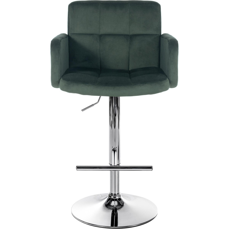 Lot de 2 tabourets de bar Los Angeles velours chrome vert foncé