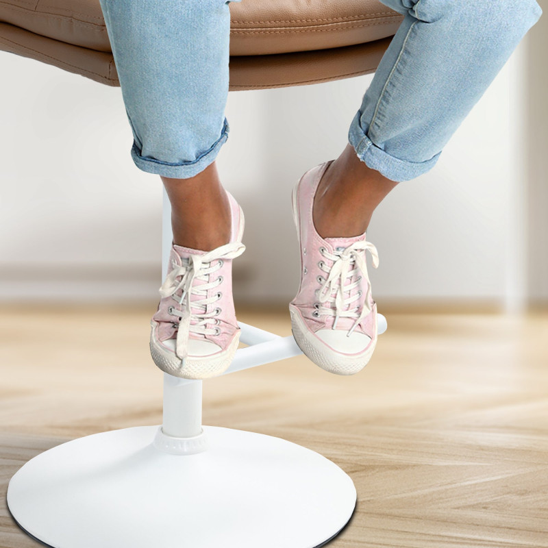 Tabouret de bar Damar, blanc et marron clair, simili cuir
