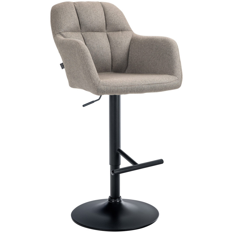 Tabouret de bar Natoma tissu noir taupe