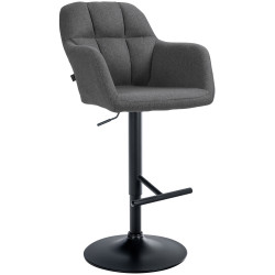 Tabouret de bar Natoma tissu noir gris foncé