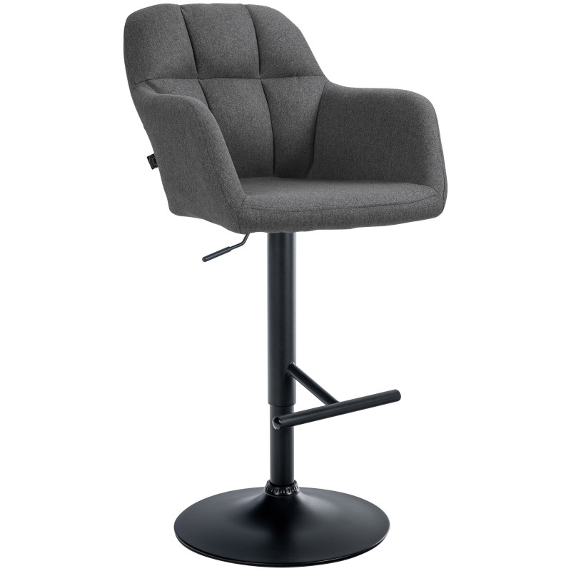 Tabouret de bar Natoma tissu noir gris foncé
