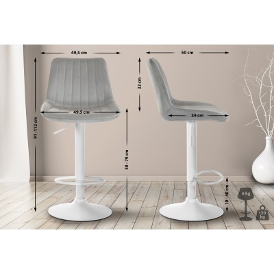 Tabouret de bar Toni velours blanc