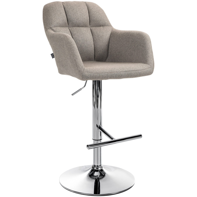 Tabouret de bar Natoma tissu chrome taupe