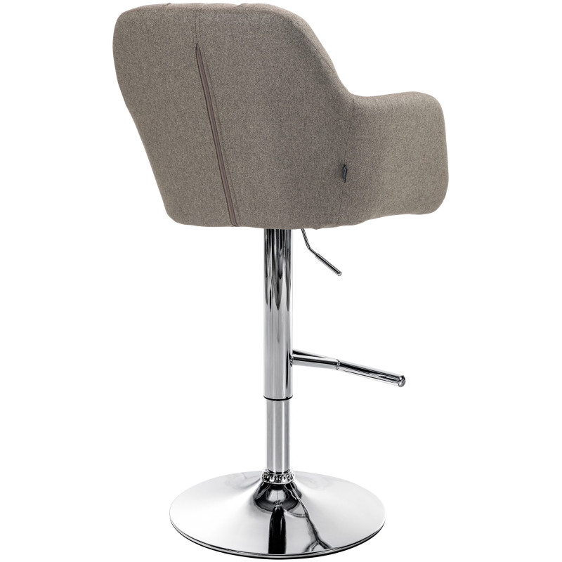 Tabouret de bar Natoma tissu chrome taupe