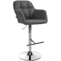 Tabouret de bar Natoma tissu chrome gris foncé