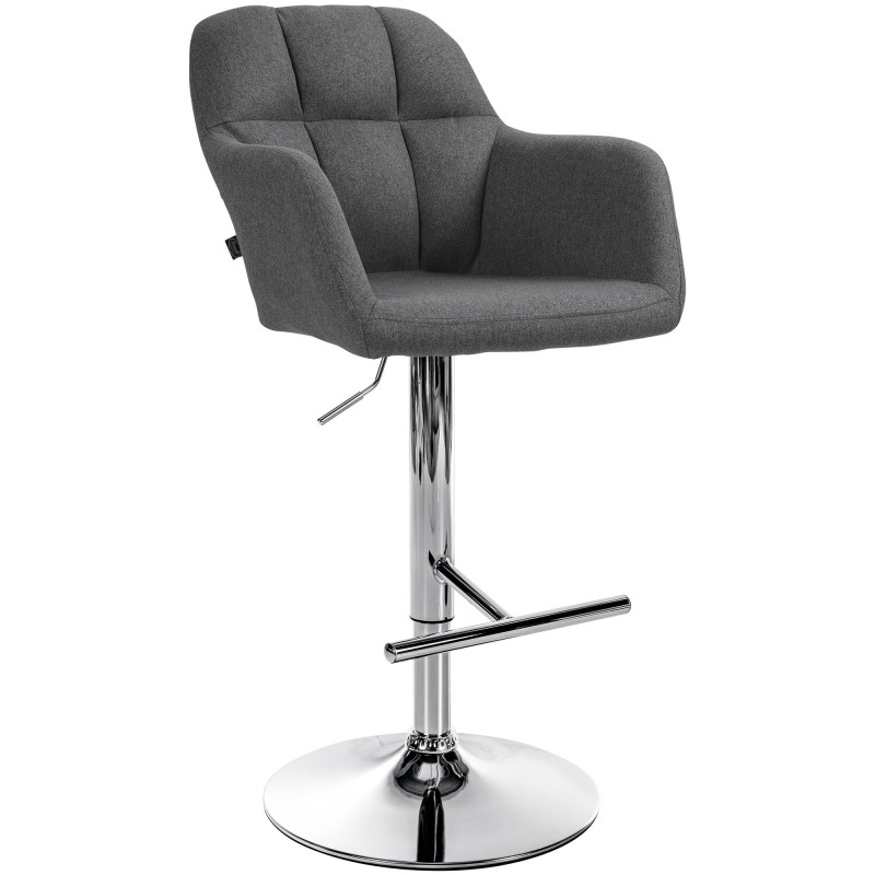 Tabouret de bar Natoma tissu chrome gris foncé