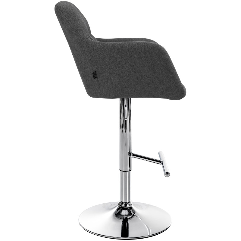 Tabouret de bar Natoma tissu chrome gris foncé