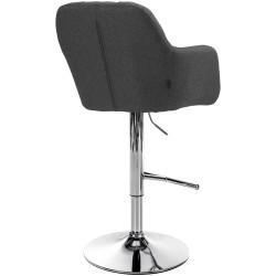Tabouret de bar Natoma tissu chrome gris foncé