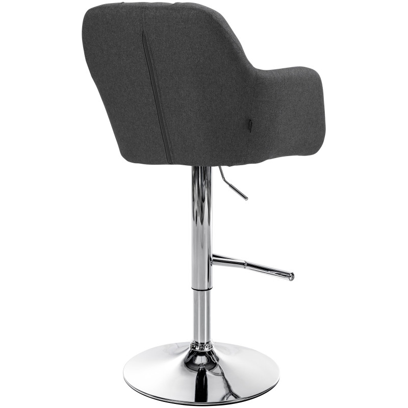Tabouret de bar Natoma tissu chrome gris foncé