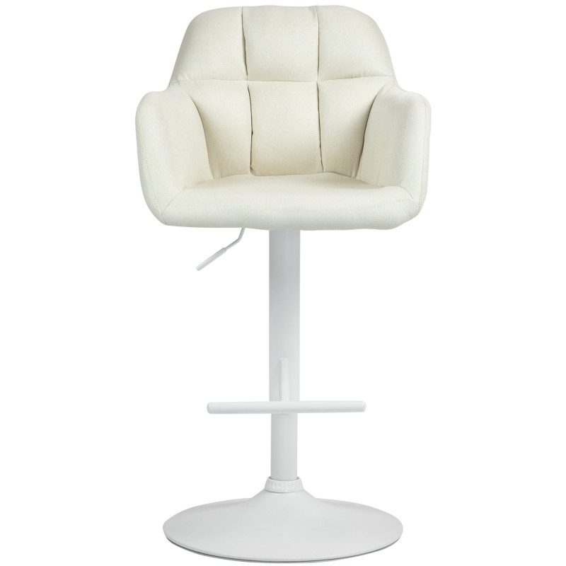 Tabouret de bar Natoma tissu blanc crème