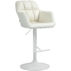 Tabouret de bar Natoma tissu blanc crème