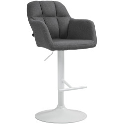 Tabouret de bar Natoma tissu blanc gris foncé