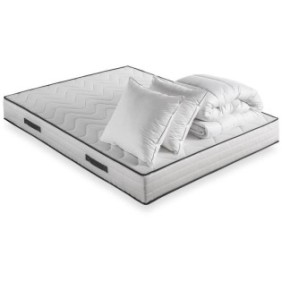 DEKO DREAM CONFORT Pack pret a dormir - Matelas + sommier 160x200 + couette + 2 oreillers - Mousse - 25 cm - 7 zones - Ferme