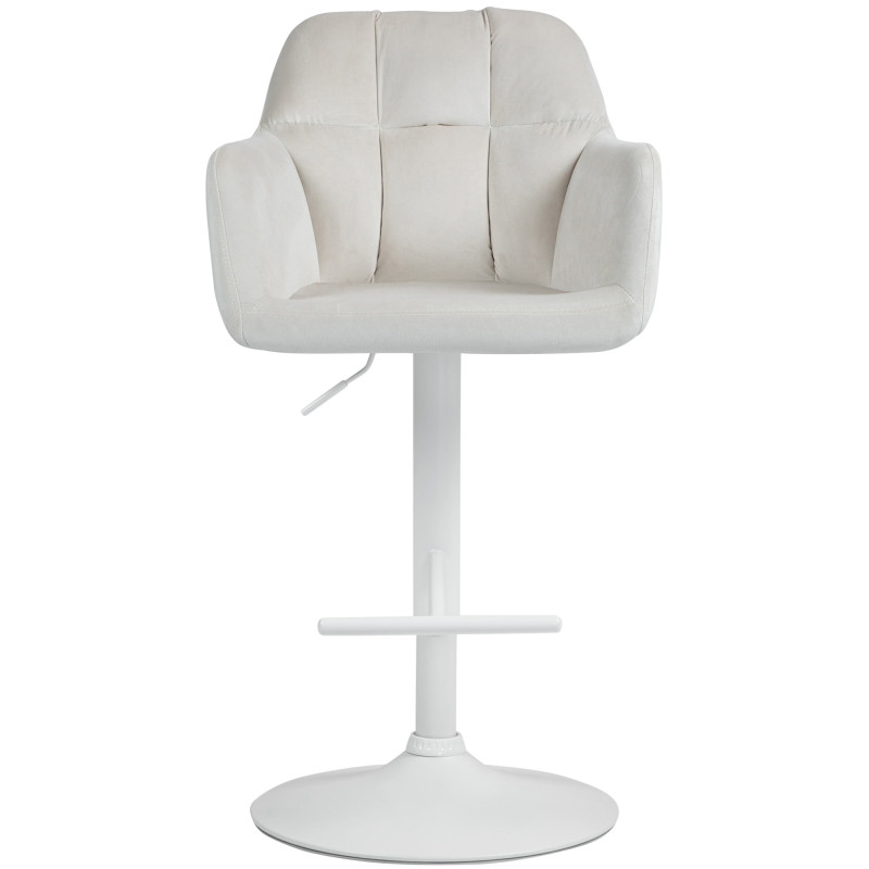 Tabouret de bar Natoma velours blanc crème