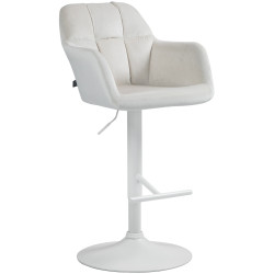 Tabouret de bar Natoma velours blanc crème