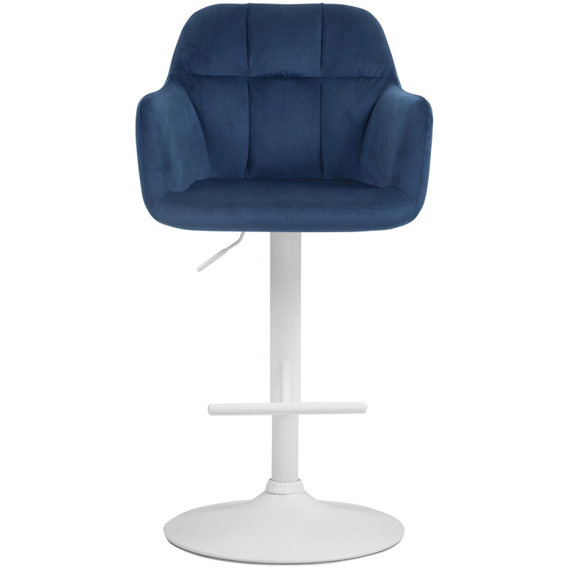 Tabouret de bar Natoma velours blanc bleu