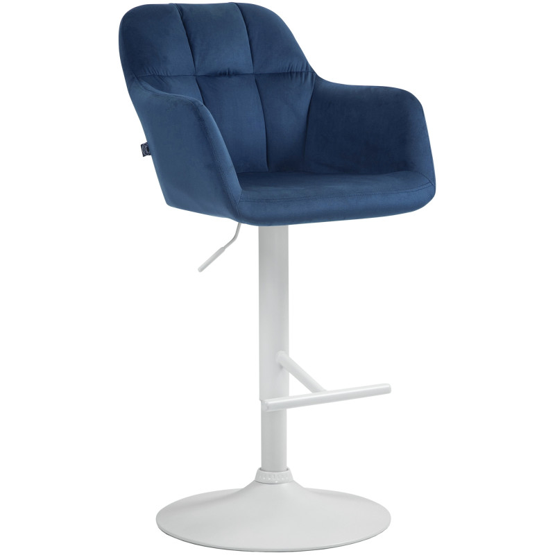 Tabouret de bar Natoma velours blanc bleu