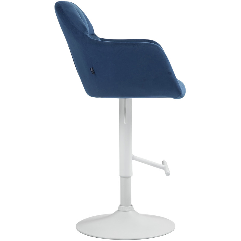 Tabouret de bar Natoma velours blanc bleu