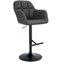 Tabouret de bar Natoma simili cuir noir noir