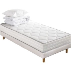 DEKO DREAM Pack pret a dormir MALIN Matelas + Sommier 90 x 190 cm + Couette + Oreiller