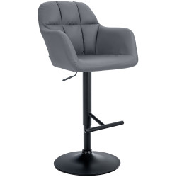 Tabouret de bar Natoma, simili cuir noir/gris