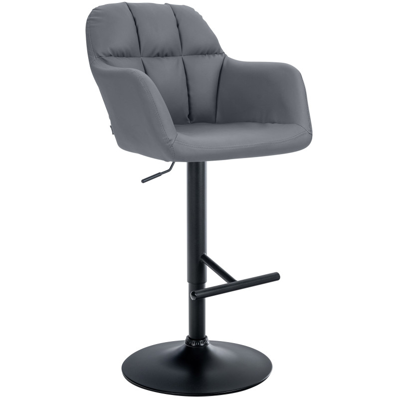 Tabouret de bar Natoma, simili cuir noir/gris