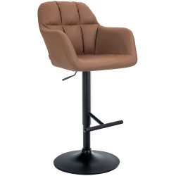 Tabouret de bar Natoma simili cuir noir marron clair