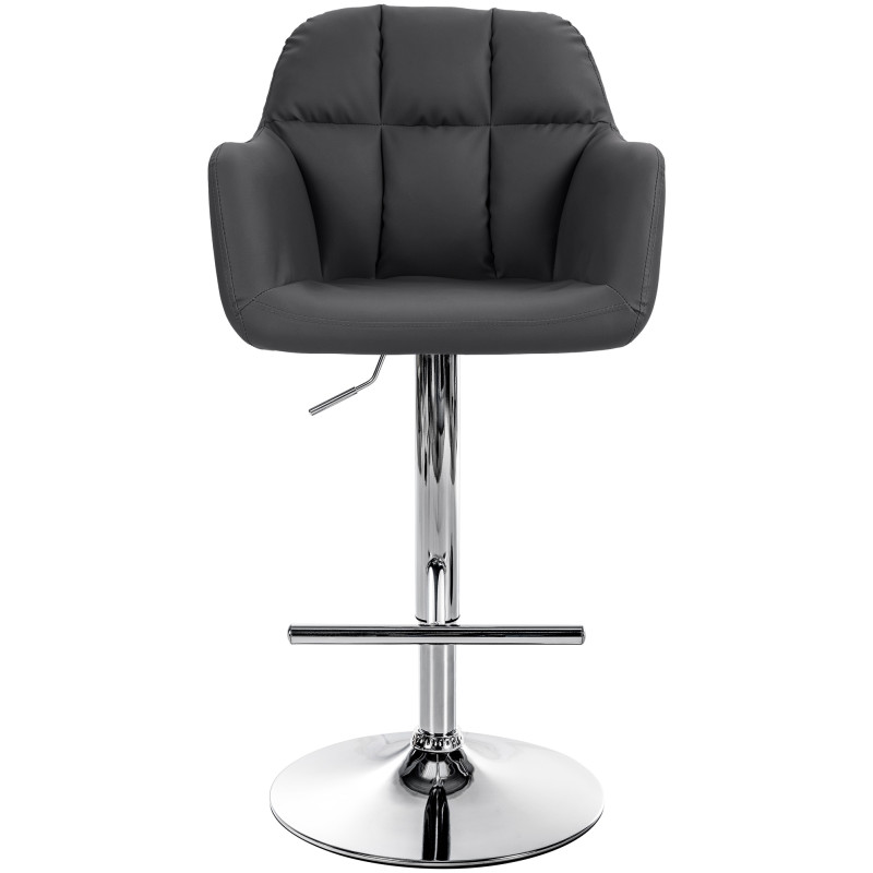 Tabouret de bar Natoma, simili cuir, noir chromé