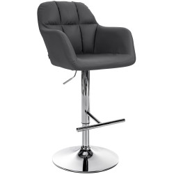 Tabouret de bar Natoma, simili cuir, noir chromé